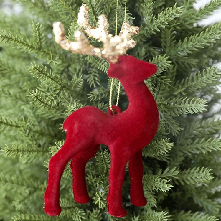 Set of 8 Festives Reindeers Hanging Baubles Tabletop Decoration Deer Shaped Figurines Ornament Holiday Accessories