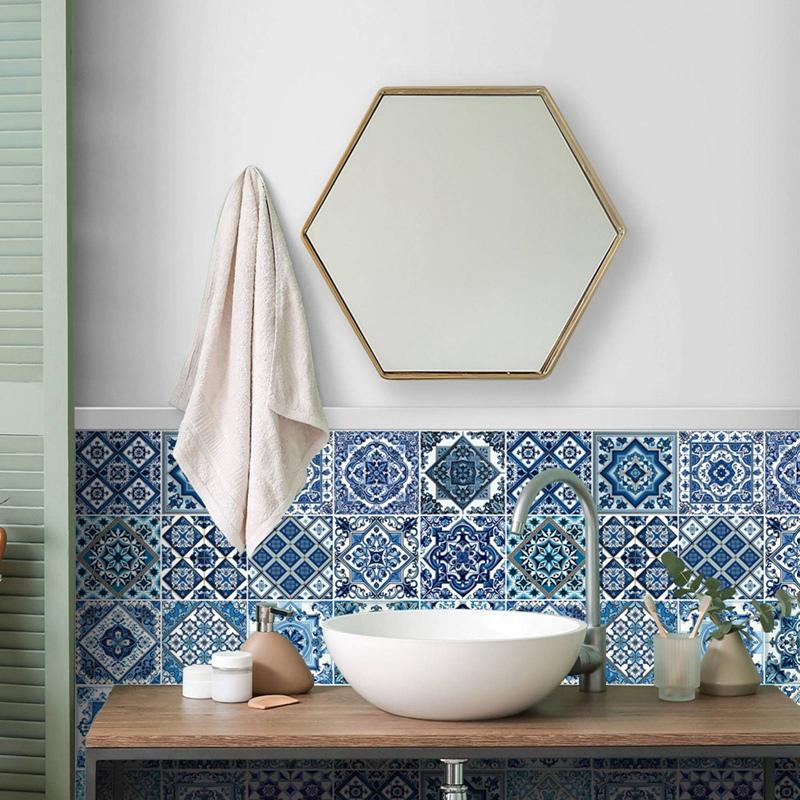 24pcs 6x6 Inch Mandala Decorative Tile Stickers Peel and Stick Adhesive Tile Patches for Home Decor Kitchen Backsplash Wall Art