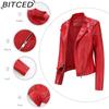 BITCED Studded Fashion Stand Collar Leather Jacket for Women - Solid Colour Spring/Autumn Outerwear - Studded Leather Jacket