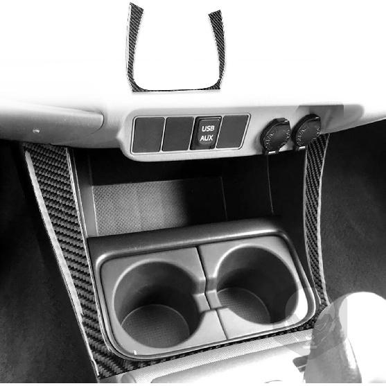 Carbon Fiber Center Console Car Gear Shift Knob Water Cap Holder Panel Cover Carbon Fiber Sticker Car Interior Trim Compatible with Toyota Tacoma