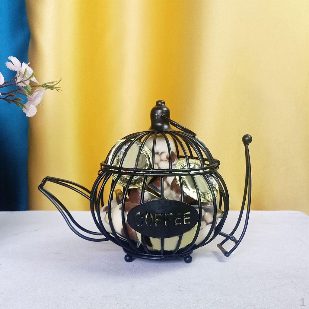 

Ornaments SpaceSaving Teapot Shape Iron Wire Multiple Large Capacity Storage Organisation Container Stereoscopic Gold Lid