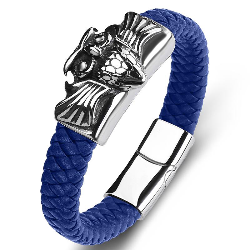 2026 Trendy Product, European and American Men's Owl Bracelet, Magnet Buckle Trend, Leather Bracelet