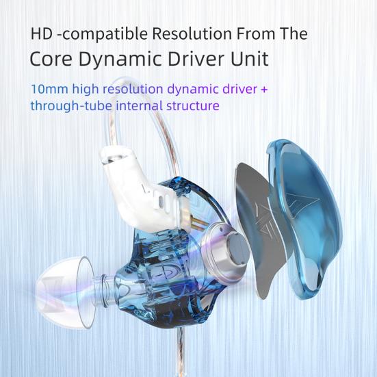 KZ Wired Earphone Line Control ABS High Fidelity Noise Reduction In-ear Headset