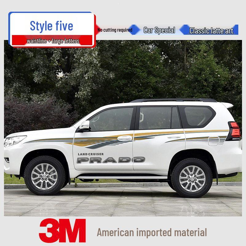 Toyota Prado 10-22 Models Car Body Color Stripe Decal Waistline Sticker.