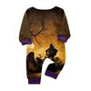 Family Matching Halloween Pajama Set Long Sleeve Top and Pants for Couples and Kids