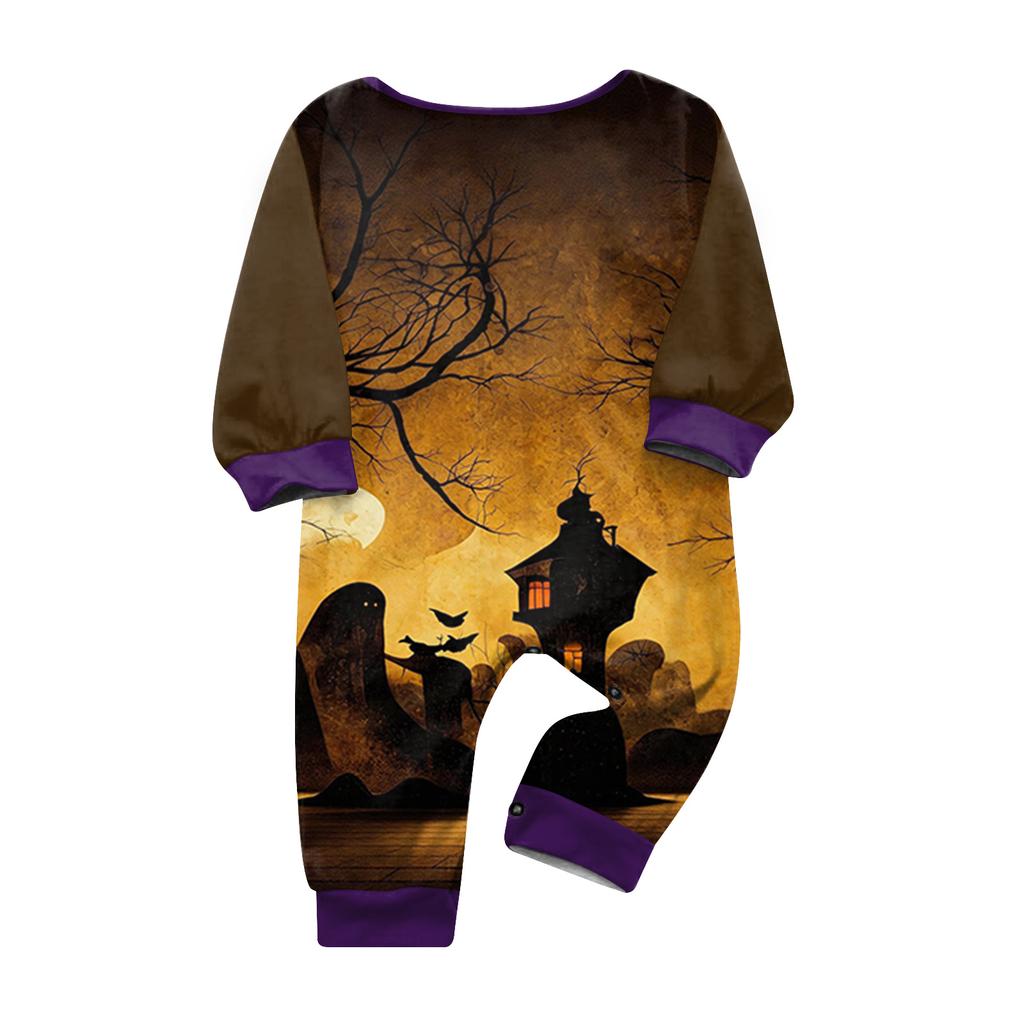 Family Matching Halloween Pajama Set Long Sleeve Top and Pants for Couples and Kids