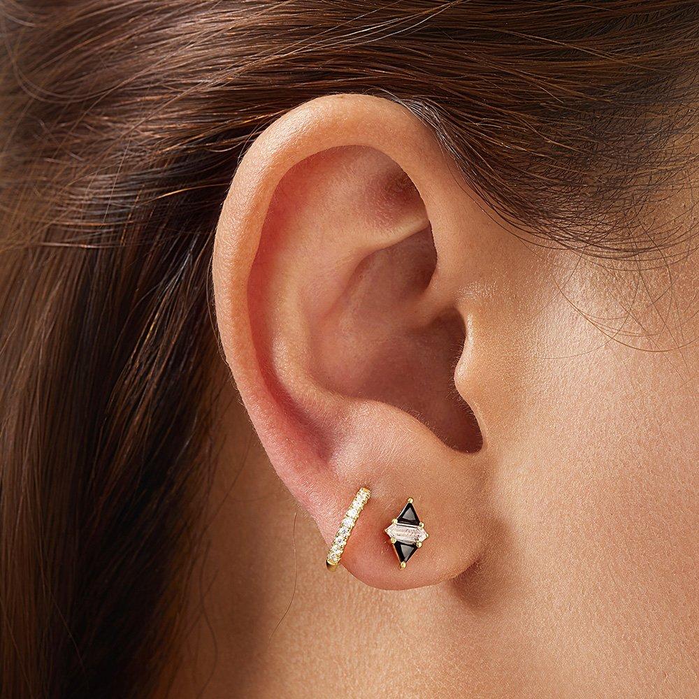 [Worn by Infinite's Nam Woohyun] Triangle Black and White 925 Silver Stud Earrings E059-07G