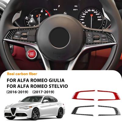 Steering Wheel Button Trim Frame Stickers For Alfa Romeo Giulia 2016- For Stelvio 2017- Stelvio Car Interior Accessories