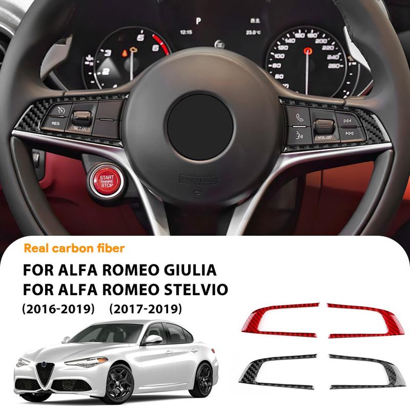 Rámky s nálepkami na tlačítka volantu Pro Alfa Romeo Giulia 2016- Pro Stelvio 2017- Interiérové doplňky pro auto Stelvio