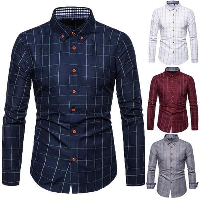 Camisas de Manga Larga con Botones y Estampado a Cuadros para Hombres Camisa de Vestir Formal de Negocios Casual Slim Fit Camisa de Trabajo de Negocios para Hombres Camisas Suaves y Transpirables