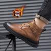 Cold-resistant new leather shoes men's genuine cotton boots casual shoes soft leather heightening shoes British tooling high-end shoes