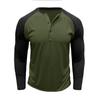 Men's Long Sleeved Color Blocked Shirt Men's Round Neck T-shirt