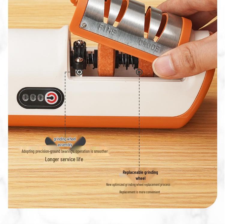 Electric Knife Sharpener with Whetstone and Quick Charging - Compact Kitchen Tool