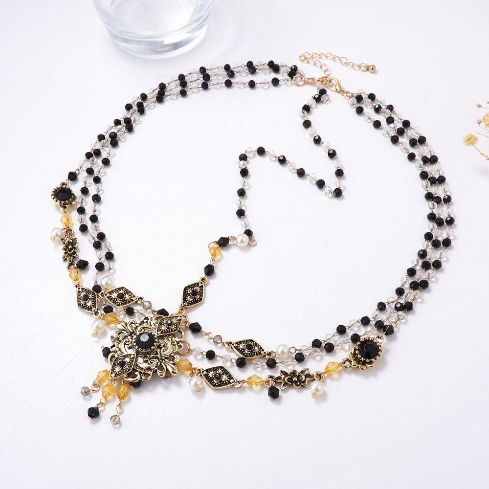 Luxury Baroque Headwear Necklace Lolita Gothic Headpiece Necklace Ethnic Style Jewelry Cosplay