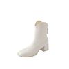 White short boots women's Martin boots autumn and winter new square head thick heel small short boots thin boots high heel small bare boots