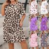 Fashion Butterfly Heart Leopard Print Women's Nightgowns Women's Short-Sleeved Pajamas Homewear Home Sexy Dress Casual Nightie Homewear