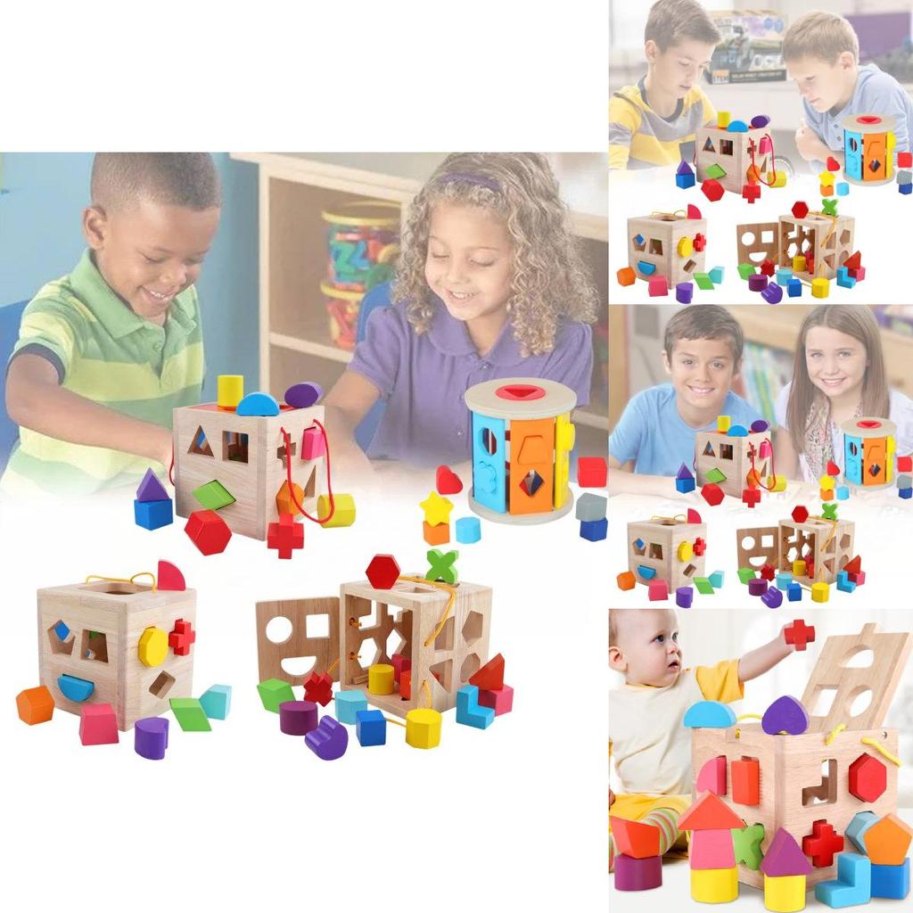 Colorful Aa Geometry Shape Matching Toy Set Wooden Building Blocks For Babies And Toddlers