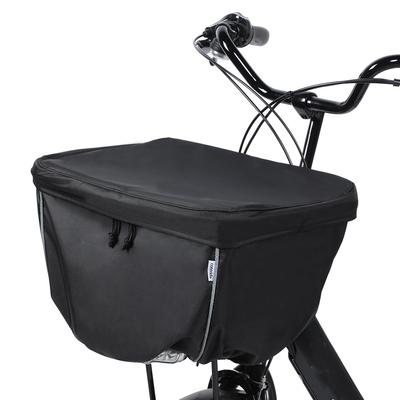 Convida Bicycle Basket Thick 600D Nylon with Reflective Rain Compatible with Electric Assist Bicycles Cover, Front, Waterproof, Two-Tier, Strips,