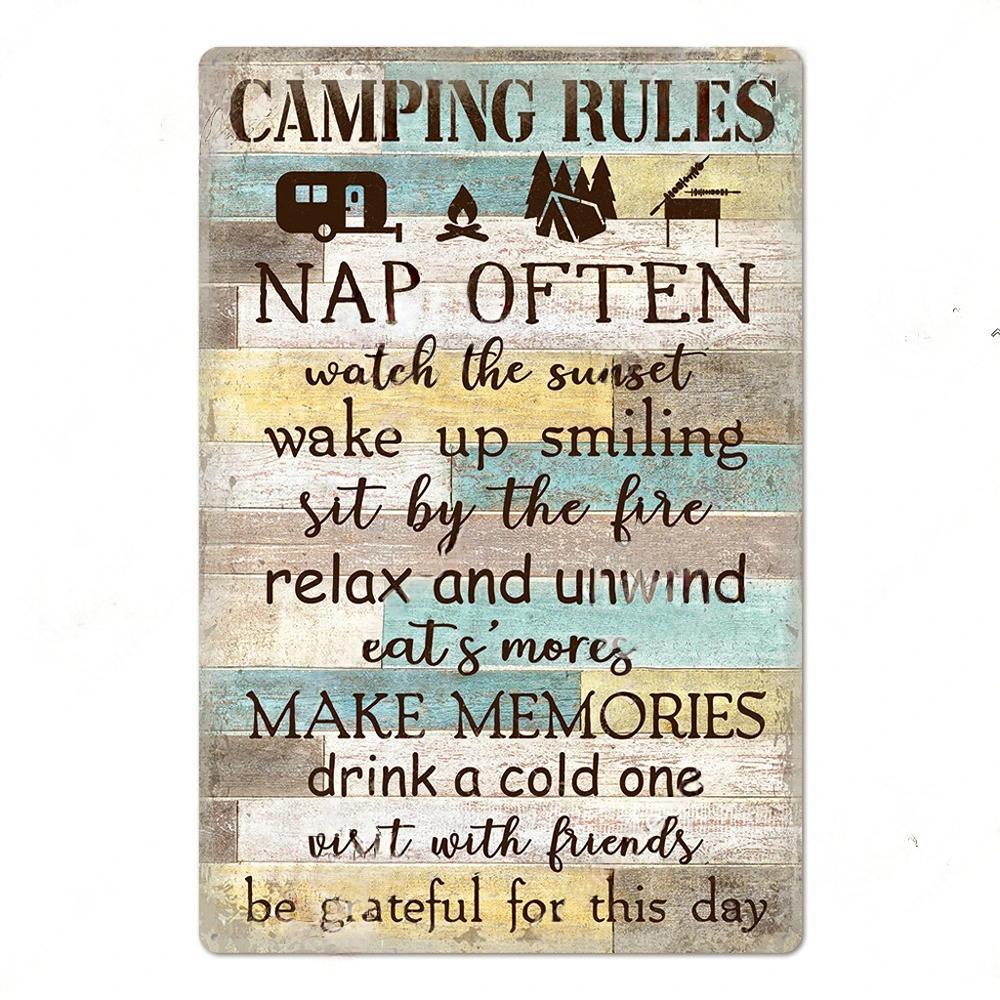 Camping Metal Posters Tin Sign Decor Vintage Plaque Metal Plate Retro Posters Wall Art Decor for Trip
