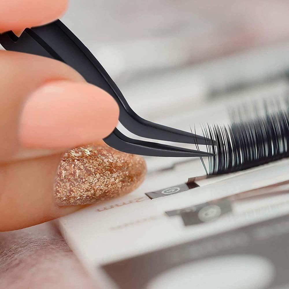 2pcs Craft Tweezers with Crossing Lock Stainless Soft Gripping Tweezers Reverse Grip Precision Tweezers for Craft, Jewelry, Beading, Electronics