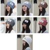 Women's windproof versatile trendy knitted beanie, Japanese and Korean style, autumn and winter headwrap hat, warm and cold-proof, pure cotton