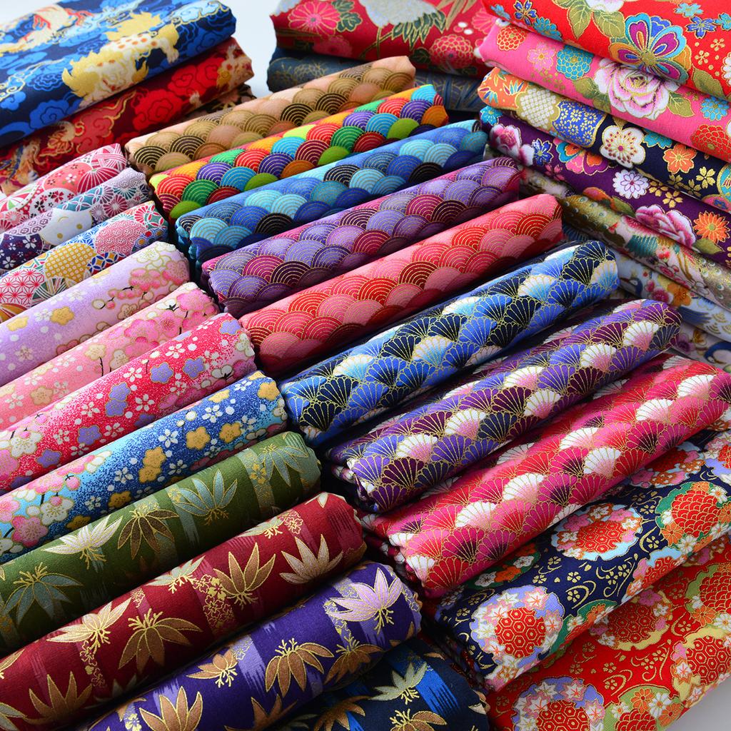 Bronzing Pure Cotton Japanese Fabric By The Meter for Clothing Cheongsam Hanfu Bag Tablecloths DIY Sewing Printed Cloth Colorful
