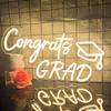 Congrats Grad Neon Sign 2026 LED Graduation Party Light Wall Decor Room Dorm Backdrop Celebration Gift