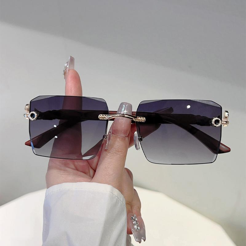 Rimless Square Sunglasses Men  New Gradient Casual Shades Women Trendy Vintage Brand Design Multicolor Sun Glasses