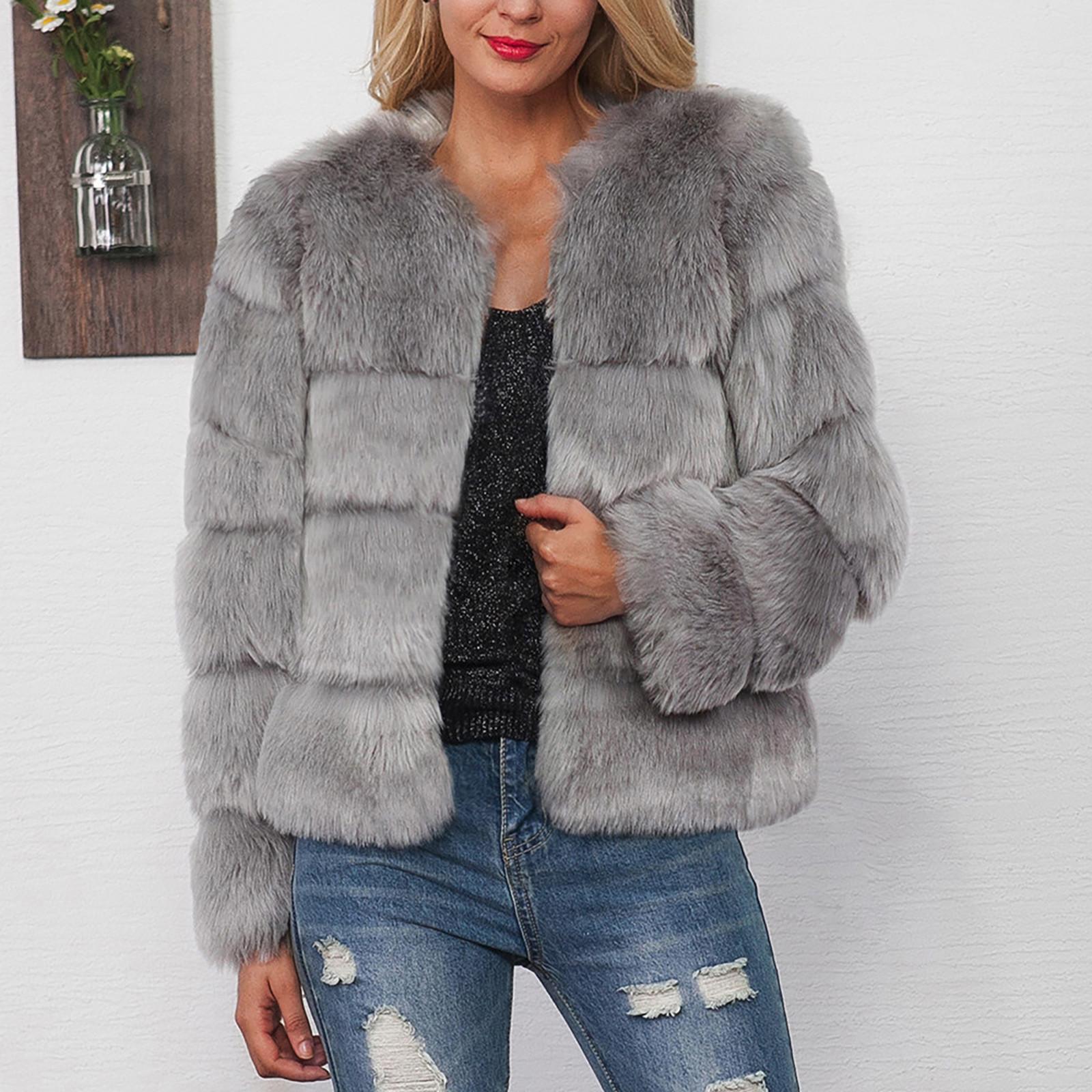 

Women s Fashion Autumn And Winter Casual Loose Warm Solid Color Jacket XL сірий колір