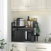Adjustable Microwave Oven Rack Kitchen Storage Shelf with Spice Organizer Countertop Cooker Stand Space Saving Heavy Duty