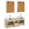 5 Piece Bathroom Furniture Set Sonoma Oak Engineered Wood and Glass
