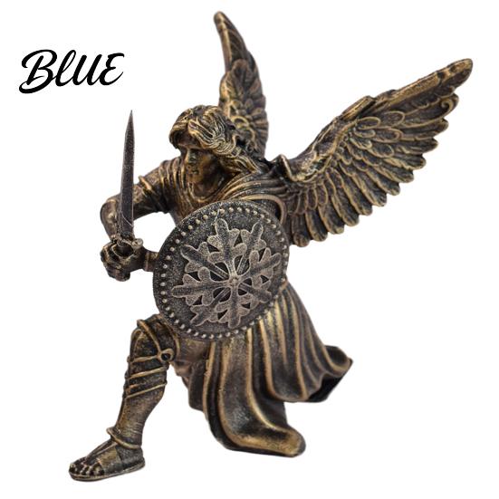 Decorative Bookcase Angel with Weapons Resin Winged Statue Ornament Warrior Soldier Figurine Retro Bronze & Gift for Art