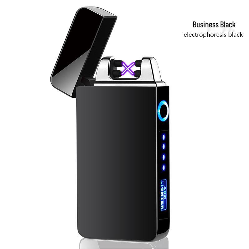 Men's Double Arc Windproof Lighter with Power Display and USB Charging
