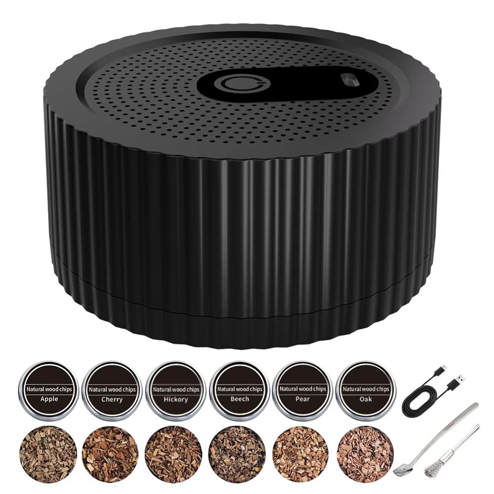 Electric Whiskey Smoker Kit with 6 Flavors Wood Chips Rechargeable Electric Cocktail Smoker Kit for Men Dad Husband Ideal Gifts