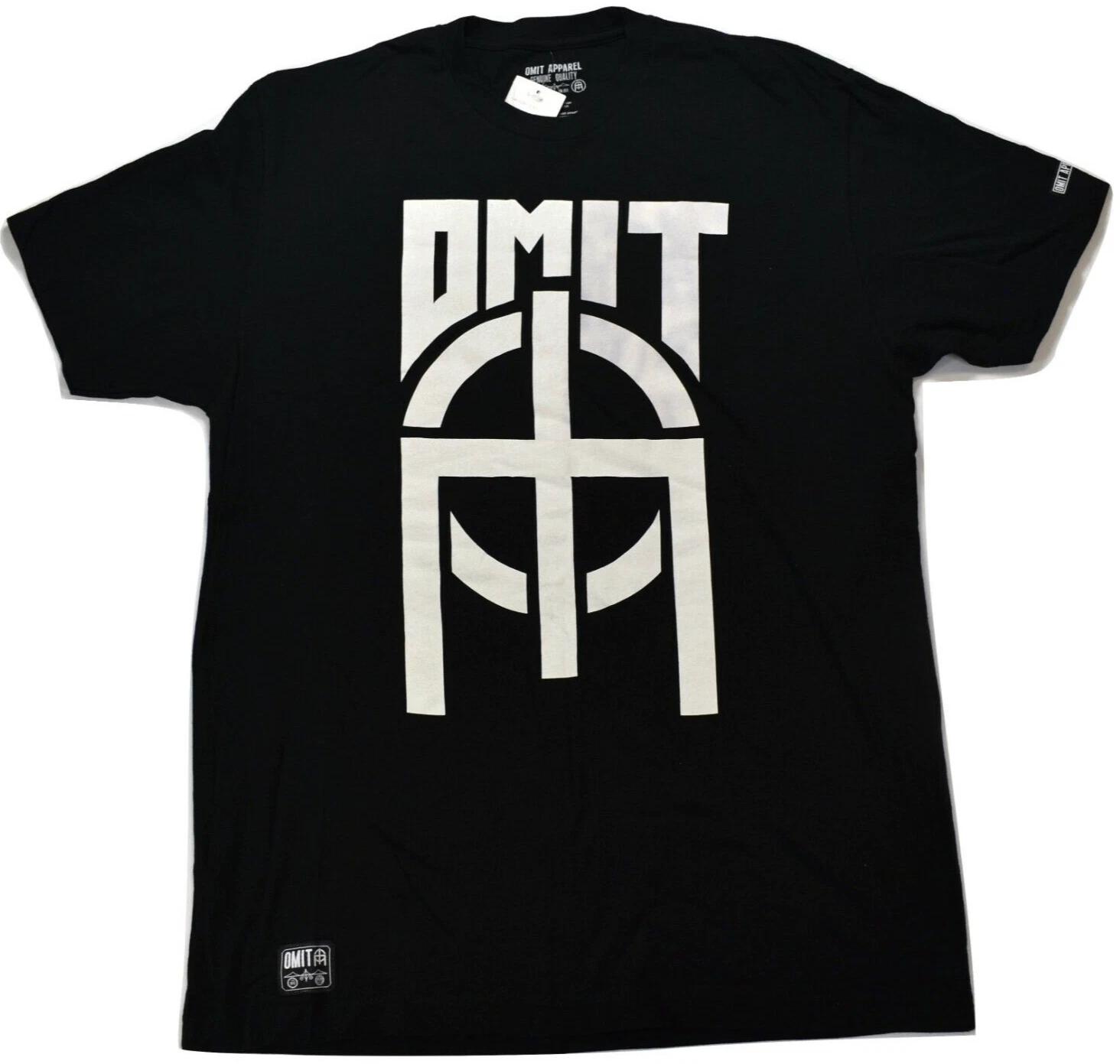 Omit Mens Omit Retro Skater Brand Basic Logo Black Shirt New Large 4XL