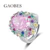 Hai Rui S925 Padparadscha Pink Diamond Egg-Shaped Open Ring - Women’s Luxury Sterling Silver Ring