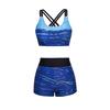 3Pcs/Set Women Bikini Set U-Neck Padded No Wire Bra Swimming Tops Swimming Trunks Set Beach
