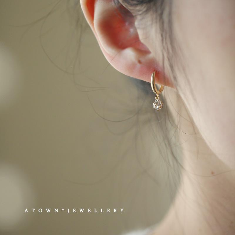 Elegant 14K Gold Plated S925 Sterling Silver Hoop Earrings with Cubic Zirconia and Sterling Silver Ear Backs.