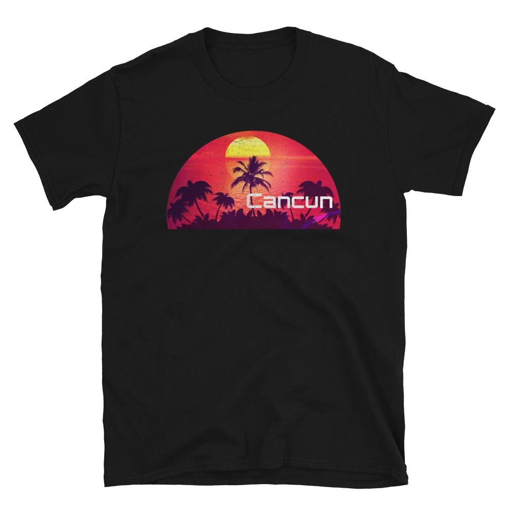 Cancun Dark Tropical Vacation Ocean Distressed T-Shirt 2XL