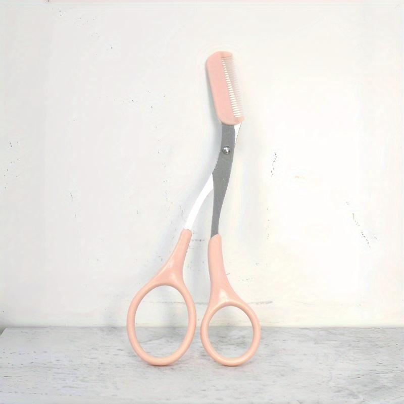 2pcs Random Color Eyebrow Trimming Scissors with Built-In Comb - Stainless Steel, Precision Grooming Tool for Perfect Brows
