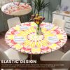 Round Tablecloth Polyester Waterproof Table Cloth with Elastic Band Decorative Printing Tablecloth for Dining Table Protection