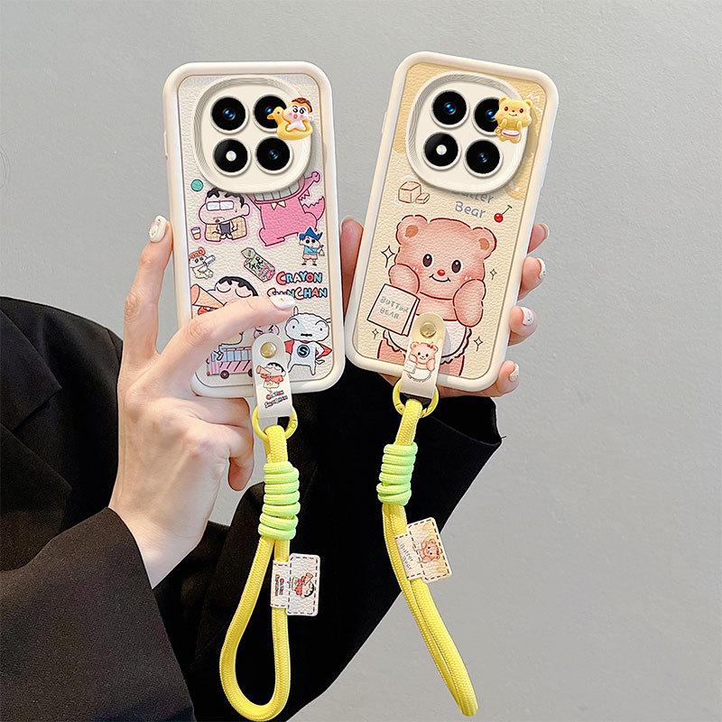 Redmi Note 14 Pro Cartoon Rivet Rope Leather Texture Fashion Case