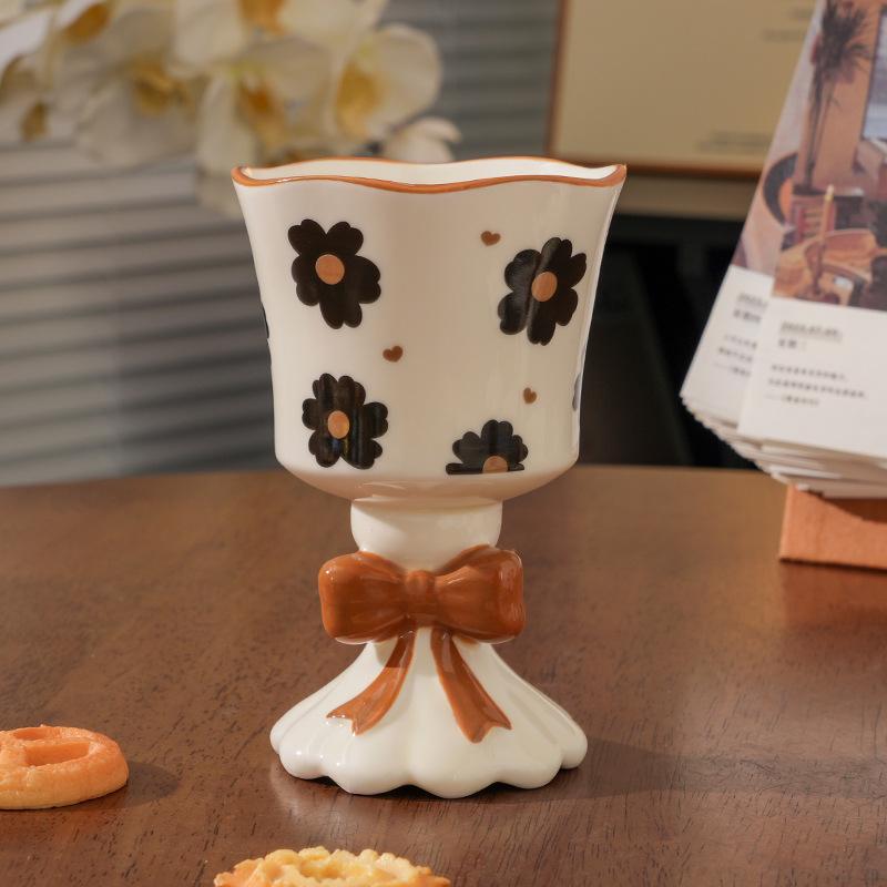 Retro ceramic water cup goblet birthday gift girls mug souvenir household high-value coffee cup
