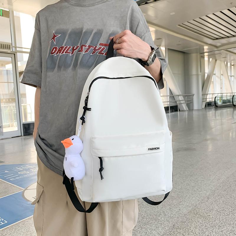 Solid Color Student Schoolbag Male Large Capacity Travel Backpack Female Junior High School Student Backpack