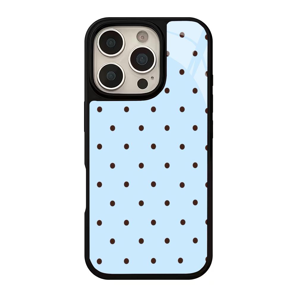 Simple and Stylish Polka Dot Glass Phone Case Suitable for iPhone 17, 16, 15, 14, 13, 12,11Pro/Max/Plus Anti Drop and Shockproof