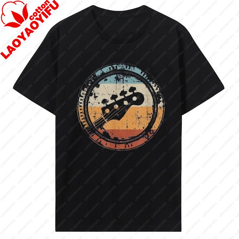 Vintage Bass Graphic Streetwear Cotton Birthday Gifts Summer Tshirt Guitar Headstock for Bassist and Bass Player Oneck T Shirt