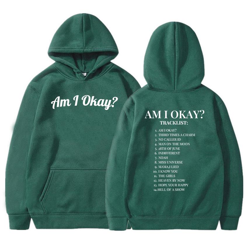 Am I Okay Album Grafik-Hoodies Megan Moroney Kleidung Langarm Winter Warme Sweatshirts Moletom Unisex Streetwear Print Hoodie