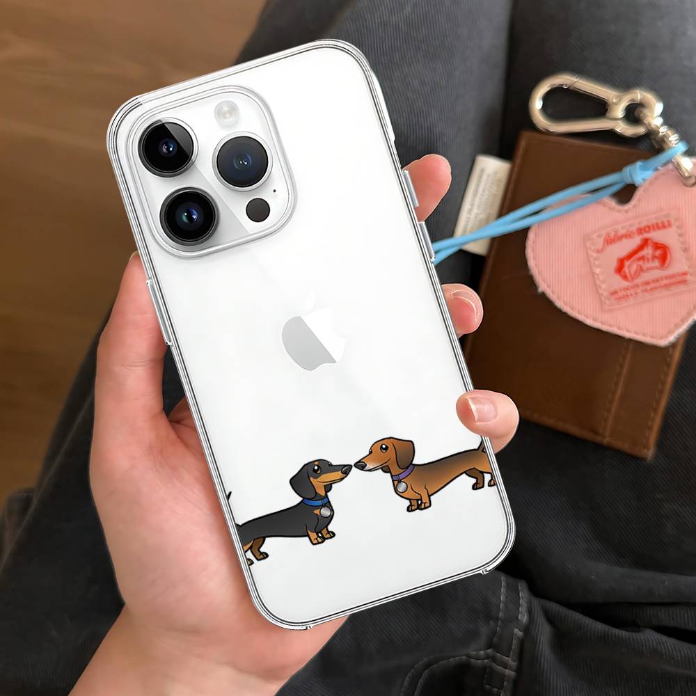 

Dachshund Silhouette Dog Phone Case Transparent Phone Case For IPhone 17 16 Pro Max 15 14 13 12 11 Shockproof Protective Cover iphone14ProMax
