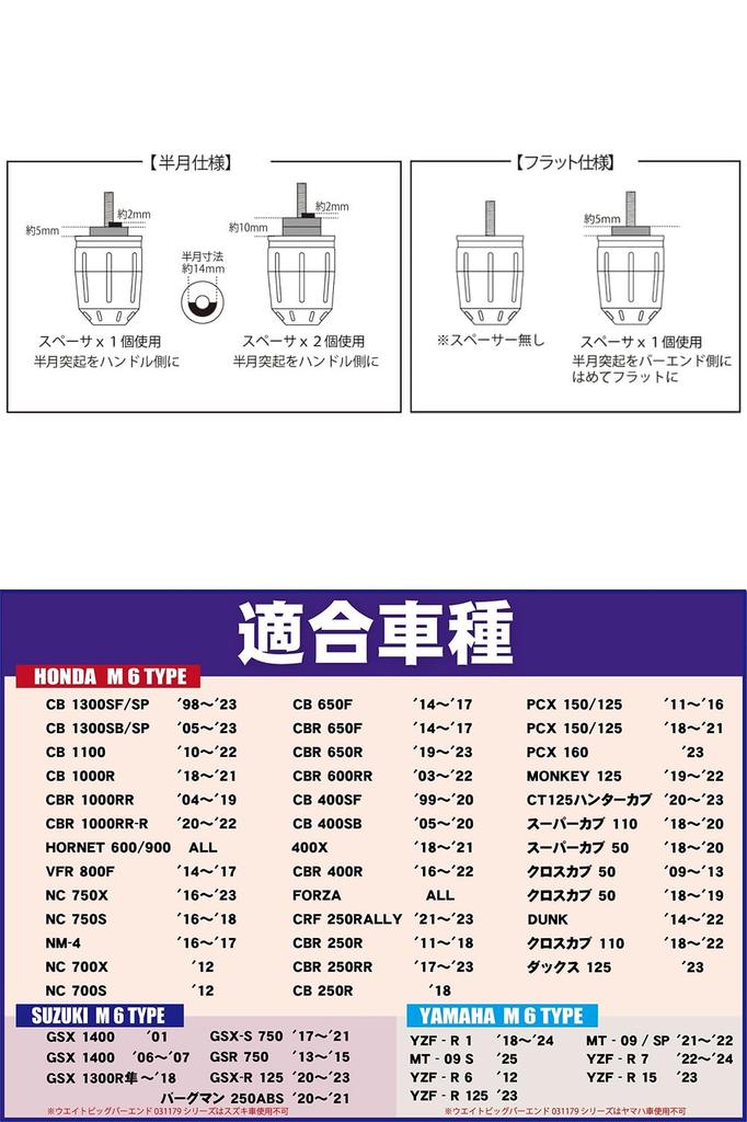 POSH 033979-18-10 Motorcycle Goods Handlebar End Ultra Heavy Bar End Type 2 For Honda/Suzuki