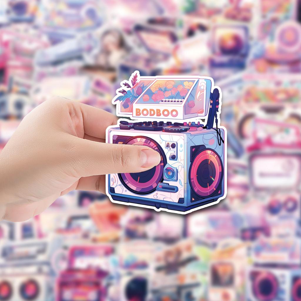 50 Ins Wind Plant Radio Stickers Water Cup Computer Waterproof Creative Stickers Children's Hand Account Stickers